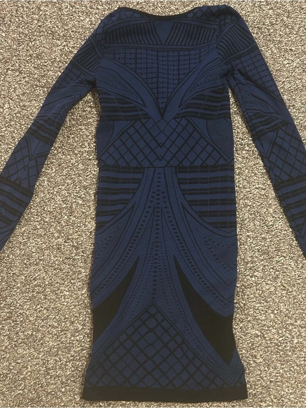 Intimately By Free People XS/S Navy Black Geometric Long-Sleeve Bodycon Dress